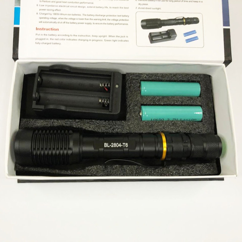 Світлодіодний ліхтарик 5 режимів роботи 1000 люмен Bailong Police BL-2804-T6 Black