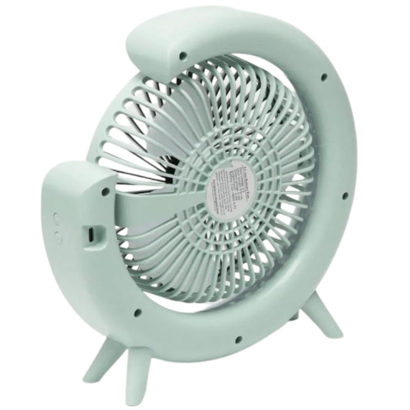 Портативний вентилятор акумуляторний зі зволожувачем повітря TYPE-C 180° з LED RGB підсвічуванням Mini Fan MF-2184 Green