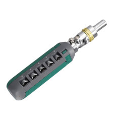 Ручна викрутка поворотна 14 в 1 з тріскачкою і насадками SM-5512 Green