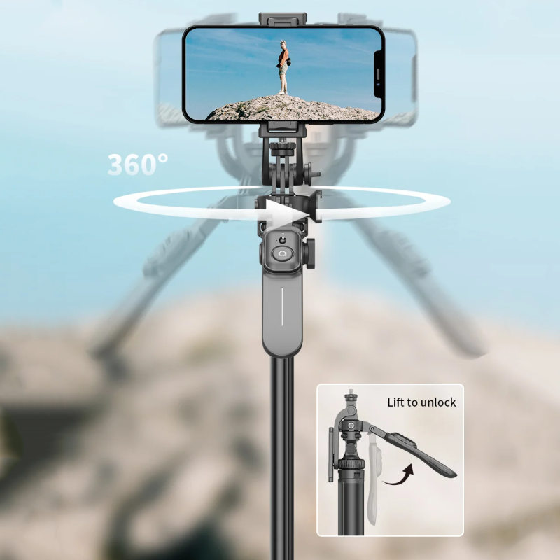 Високий штатив трипод 2055 mm для телефону, обертається на 360 градусів Proove Elevate X Selfie Stick Black