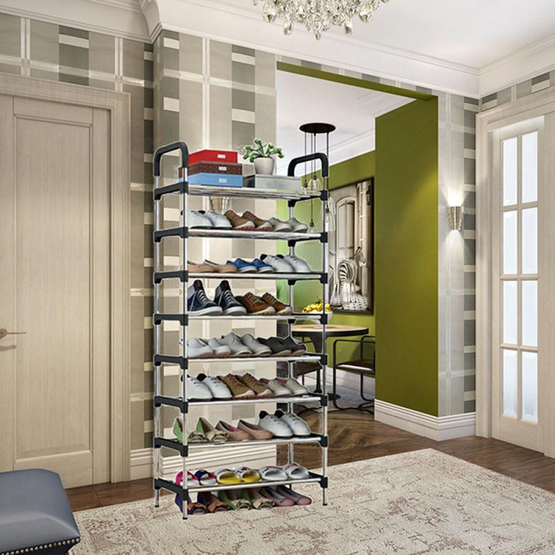 Полиця стелаж для взуття 150х56х26см на 8 полиць Light Shelf LS-7813 Black