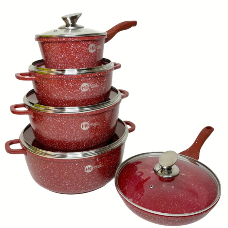 Набір посуду Higher Kitchen 14 предметів з антипригарним покриттям (HK-305) набір каструль Red