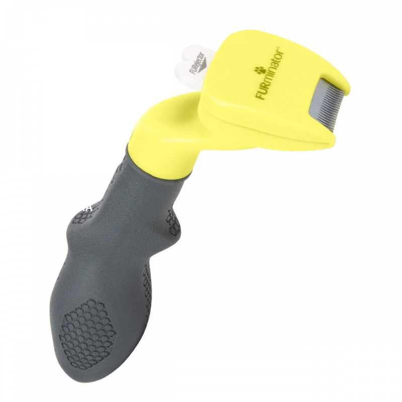 Фурмінатор для вичісування підшерстя у собак і котів, Щітка для чищення шерсті тварин 10 см з кнопкою, для грумінгу FURminator Yellow