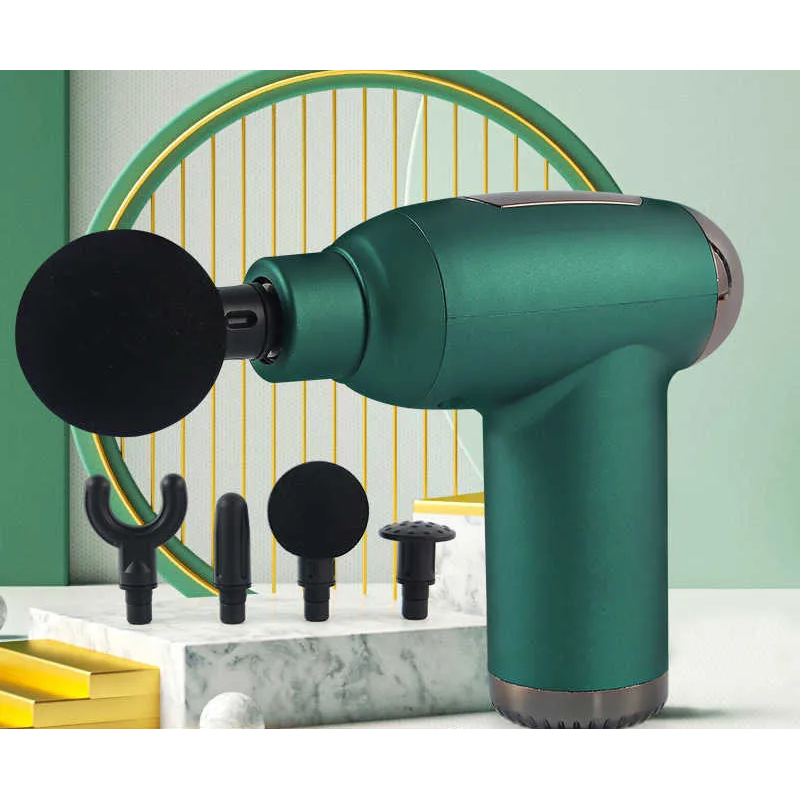 Ручний масажер вібраційний пістолет акумуляторний з 4 насадками FASCIAL GUN JY-311 Green Ручний масажер вібраційний пістолет акумуляторний з 4 насадками FASCIAL GUN JY-311 Green