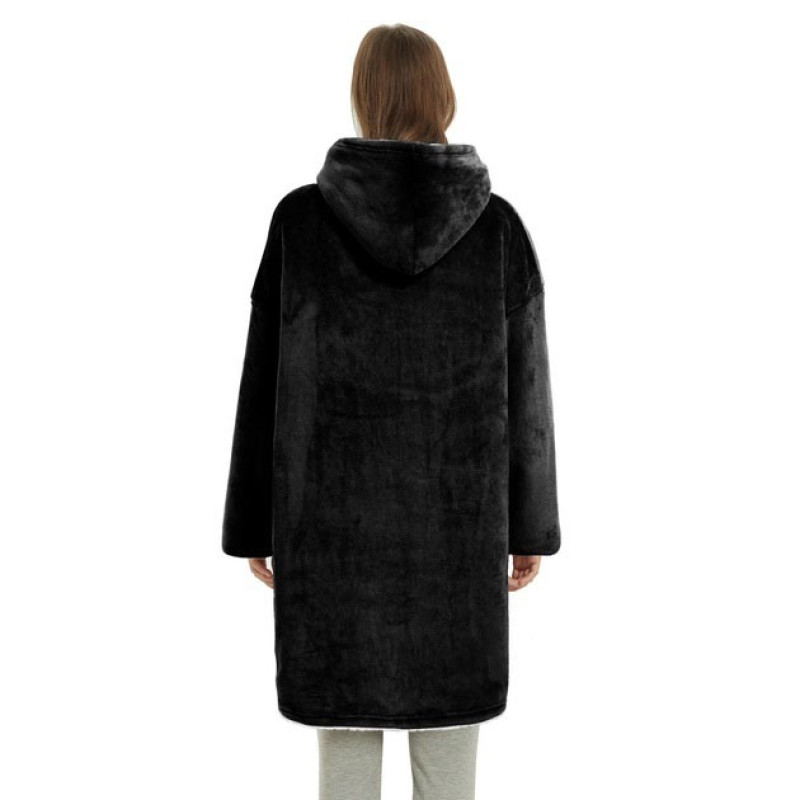 Толстовка плед з капюшоном і рукавами Huggle Hoodie теплий халат худі оверсайз Black