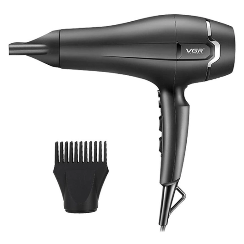 Професійний фен для волосся з набором насадок, Turbo режимом та іонізацією VGR V-450 2400Вт Black