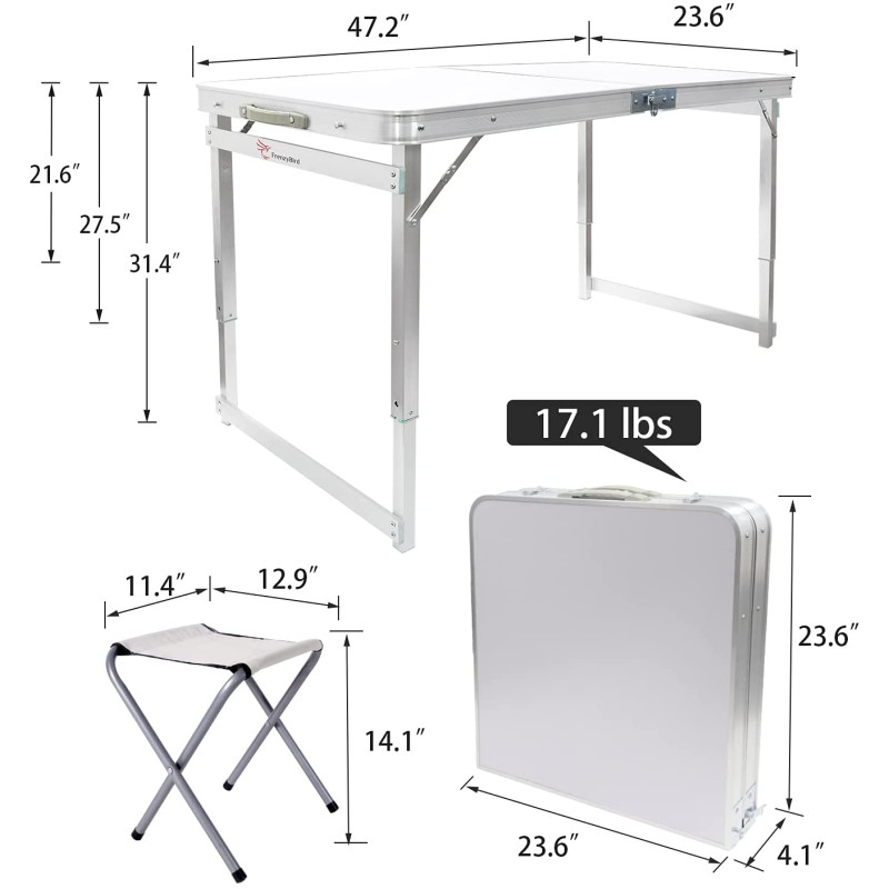 Розкладний стіл для пікніка з 4 стільцями Мангал Easy Camping набір для кемпінгу (Синій)