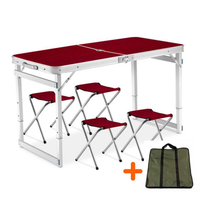 Посилений стіл + чохол для кемпінгу розкладний з 4 стільцями Easy Camping (коричневий)