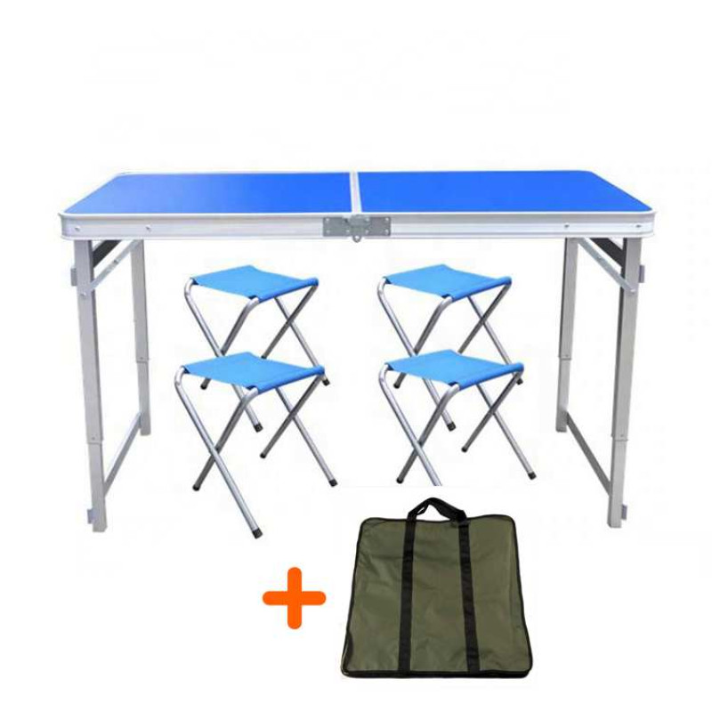 Посилений стіл + чохол для розкладної пікніка з 4 стільцями Easy Camping (Синій)