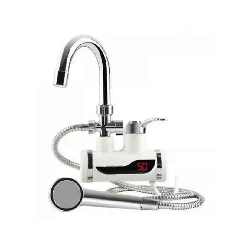 Електричний проточний водонагрівач + душ / Цифровий міні бойлер кран з душем та LCD екраном (RX-002)