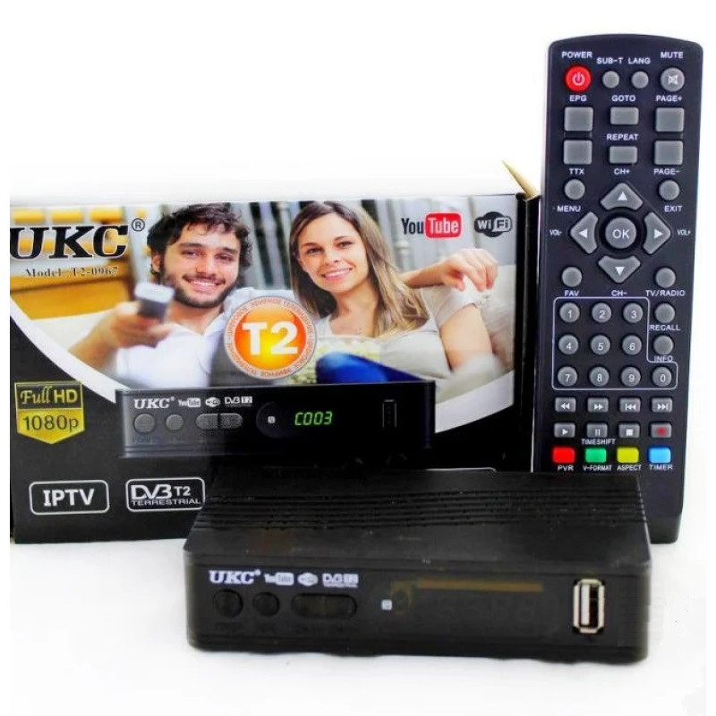 Цифровий ТВ тюнер для телевізора DVB-T2 / ТВ ресивер, тюнер з підтримкою wi-fi адаптера (0967)