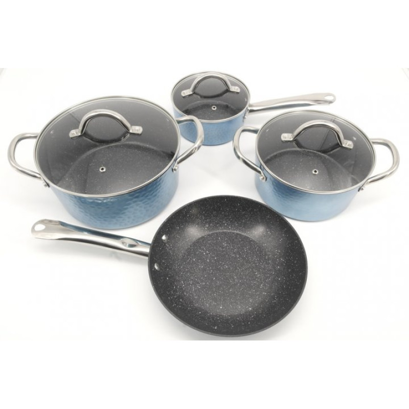 Набір посуду 7 предметів з мармуровим покриттям антипригарним A-Plus 3015 Набір каструль