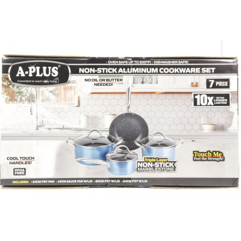 Набір посуду 7 предметів з мармуровим покриттям антипригарним A-Plus 3015 Набір каструль