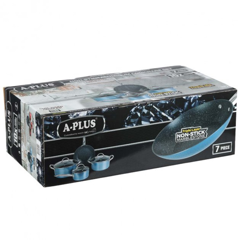 Набір посуду 7 предметів з мармуровим покриттям антипригарним A-Plus 3015 Набір каструль