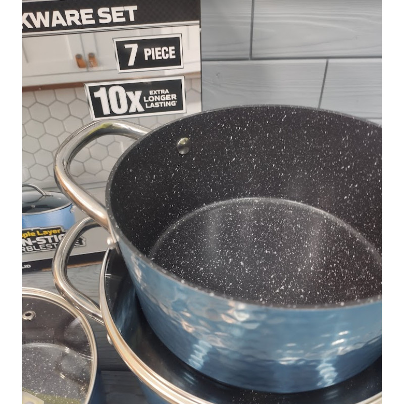 Набір посуду 7 предметів з мармуровим покриттям антипригарним A-Plus 3015 Набір каструль