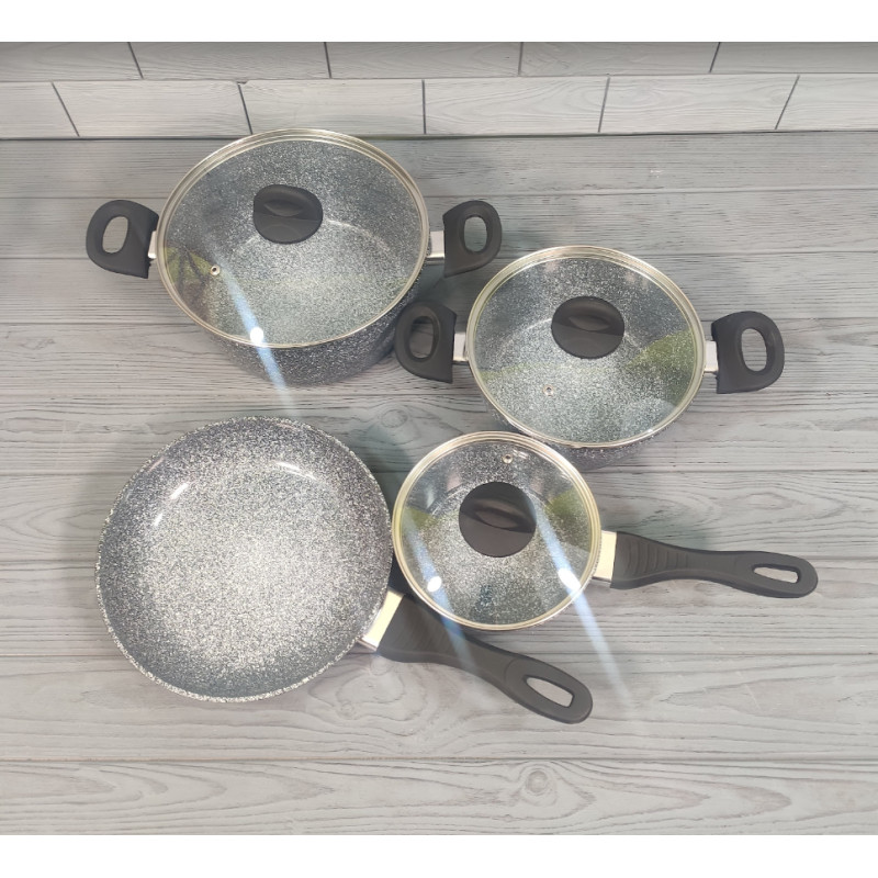 Набір посуду Benson 7 предметів антипригарного покриття (BN-577) набір алюмінієвих каструль