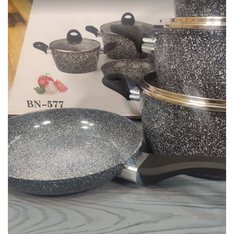 Набір посуду Benson 7 предметів антипригарного покриття (BN-577) набір алюмінієвих каструль