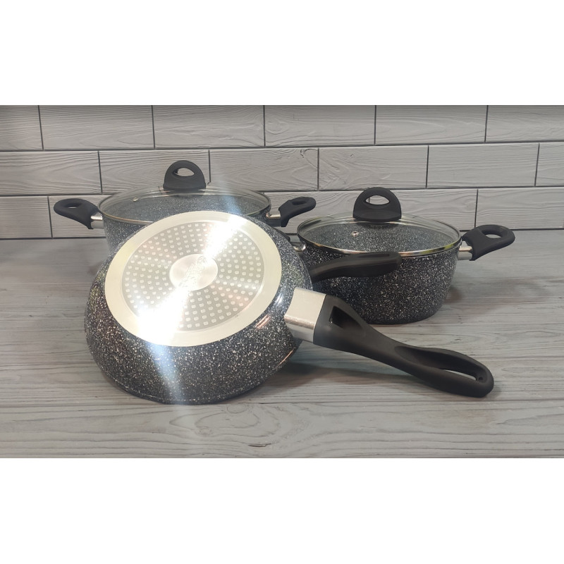 Набір посуду Benson 7 предметів антипригарного покриття (BN-577) набір алюмінієвих каструль