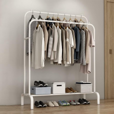 Подвійна вішалка для одягу та взуття Double floor Hanger підлогова біла