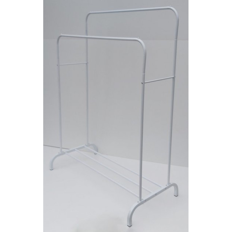 Подвійна вішалка для одягу та взуття Double floor Hanger підлогова біла