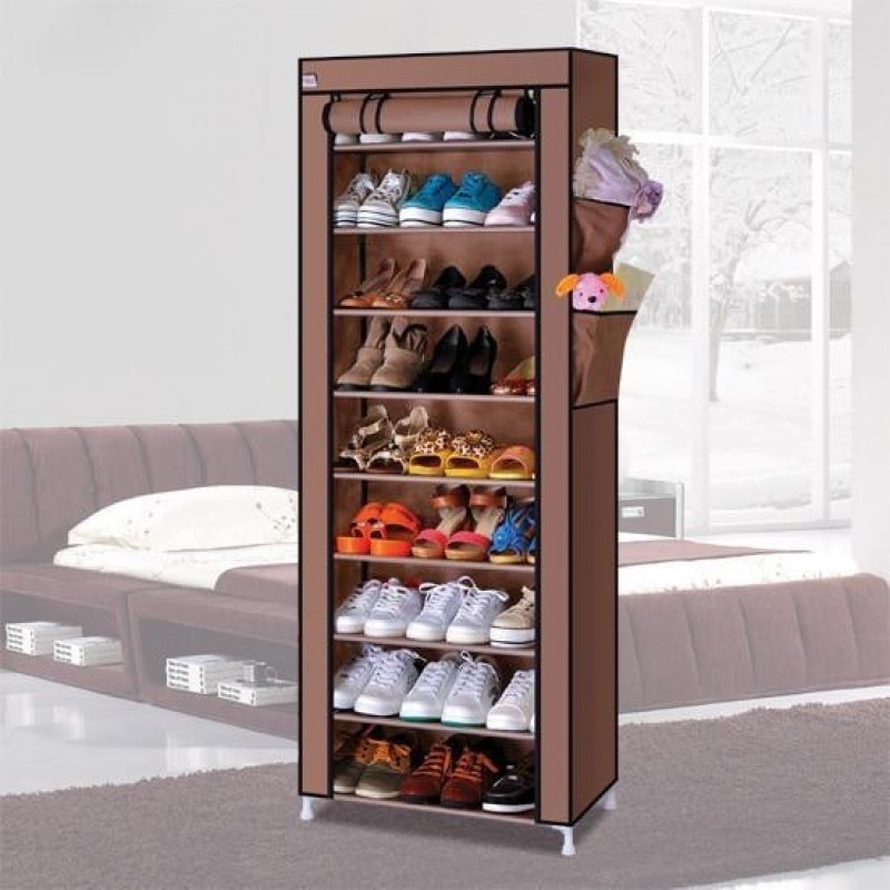 Складаний стелаж для зберігання взуття на 10 полиць Shoe Rack шафа з полицями взуття 60 х 30 х 160 (Коричнева)