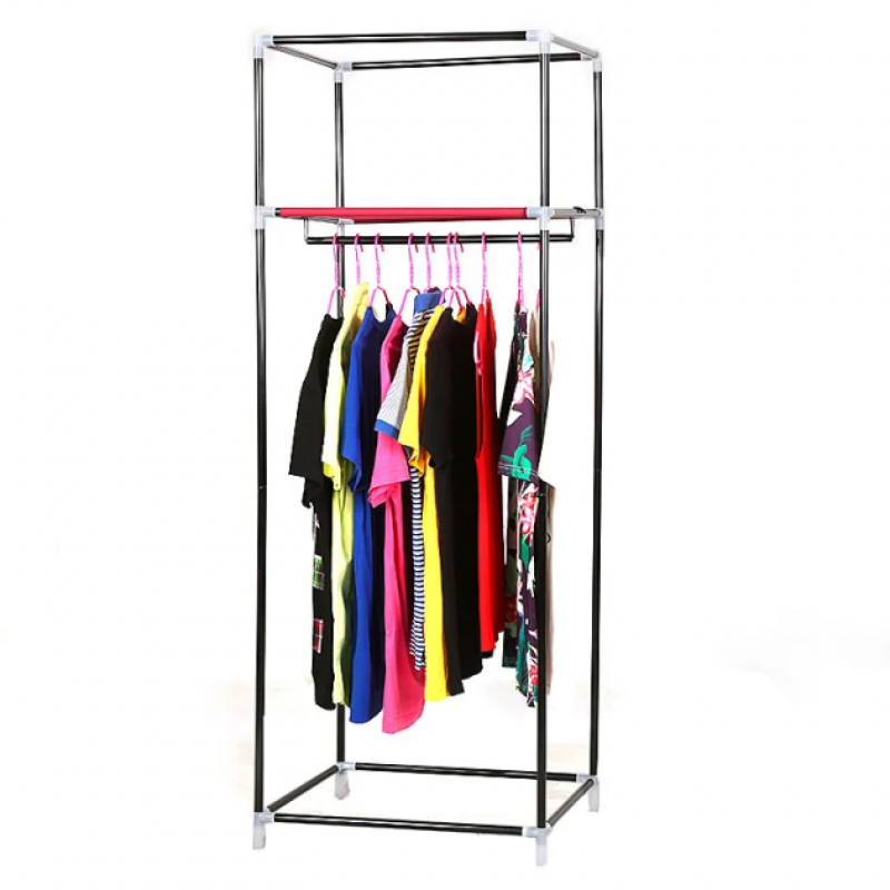 Портативна шафа-органайзер Hanging Clothes тканинна на 2 секції зі швидкою збіркою (Бордовий)
