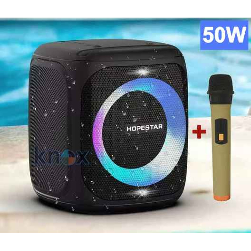 Велика блютуз колонка Hopestar party 100 із мікрофоном 50W bluetooth бездротова портативна акустика