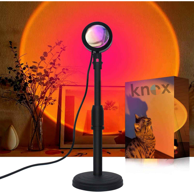 Різнокольорова лампа захід сонця + пульт Golden LED Sunset Lamp RGB 28 см. проекційний світильник-торшер