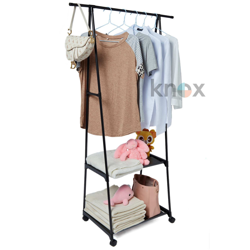 Вішалка підлогова для одягу Outwear Rack пересувна на коліщатках the new coat rack Чорна
