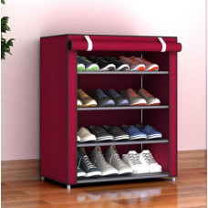 Складаний стелаж для зберігання взуття на 4 полиці Shoe Rack шафа з полицями взуття 90 х 56 х 27 (Бордовий)