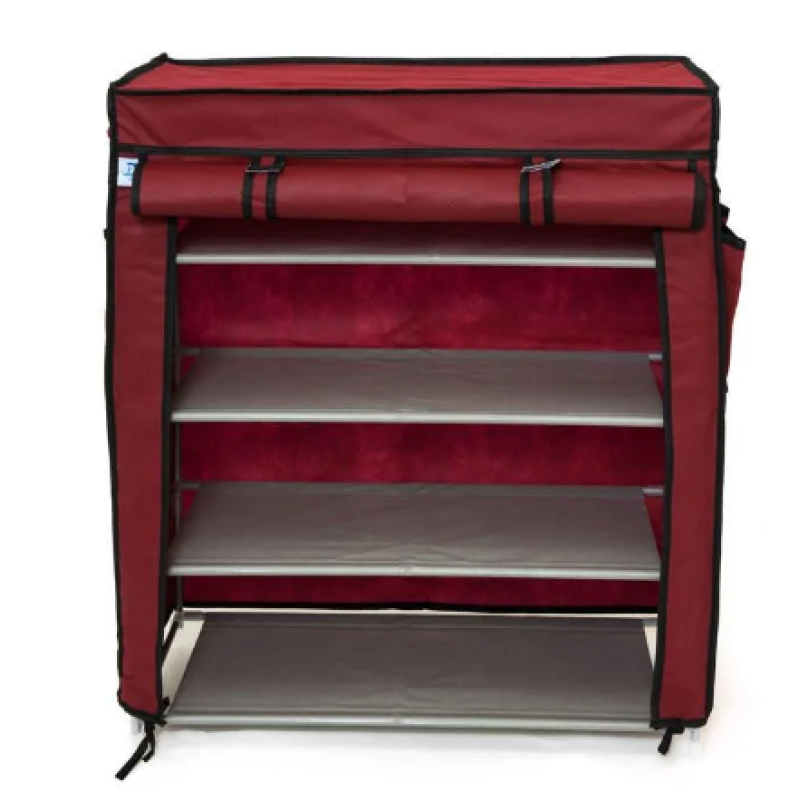 Складаний стелаж для зберігання взуття на 4 полиці Shoe Rack шафа з полицями взуття 90 х 56 х 27 (Бордовий)