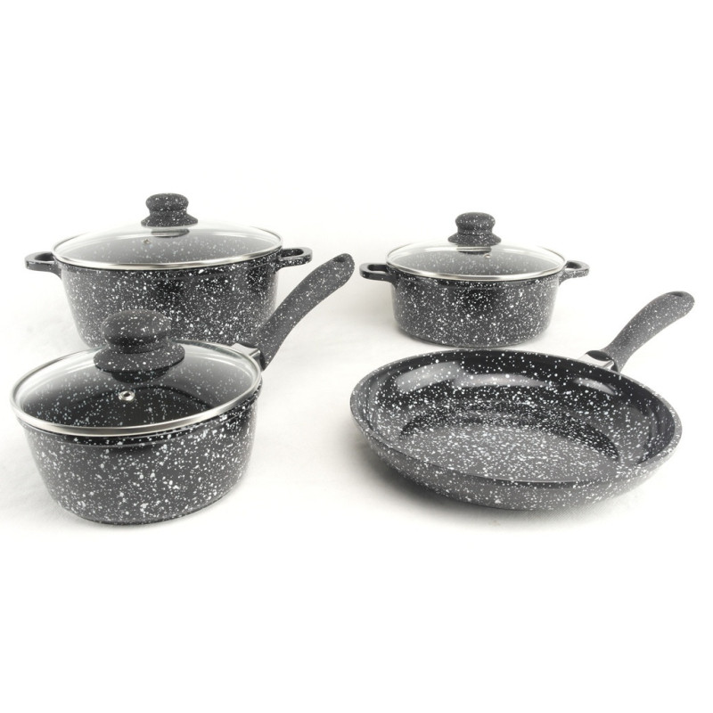 Набір посуду з мармуровим покриттям A-Plus 7 предметів (A-Plus 1503) Чорний