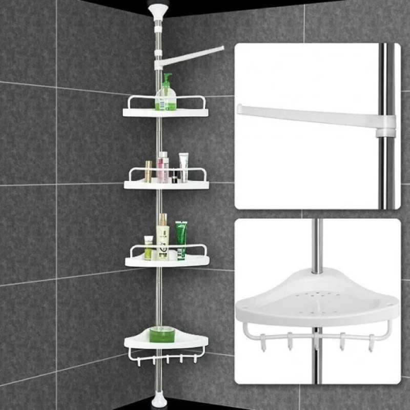 Кутова полиця-органайзер для ванної кімнати Multi Corner Shelf (TW26) 4 яруси регульованих по висоті