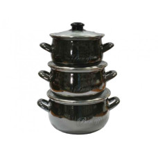 Набір емальованих каструль 6 предметів Interos (BA-9904) Чорний