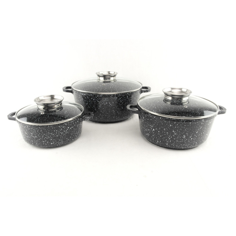 Набір каструль з мармуровим покриттям 6 предметів (A-Plus 1490)