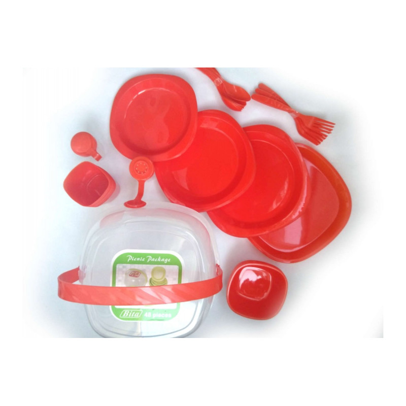 Набір посуду для пікніка Easy Camp 48 предметів D48-OM Red