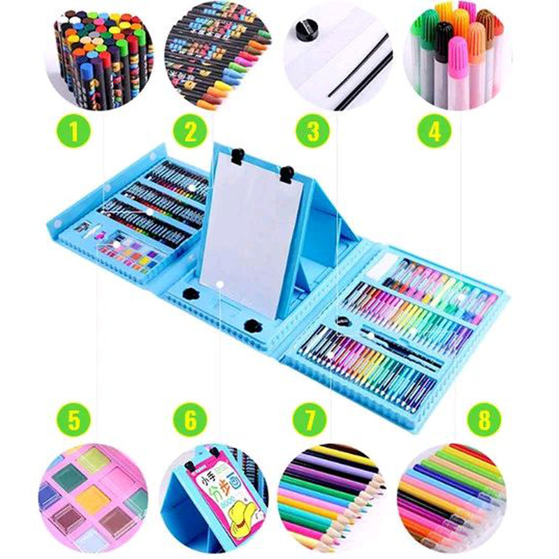 Набір для малювання та дитячої творчості Easy Paint 208 предметів у валізі + мальберт Blue (NT2081)