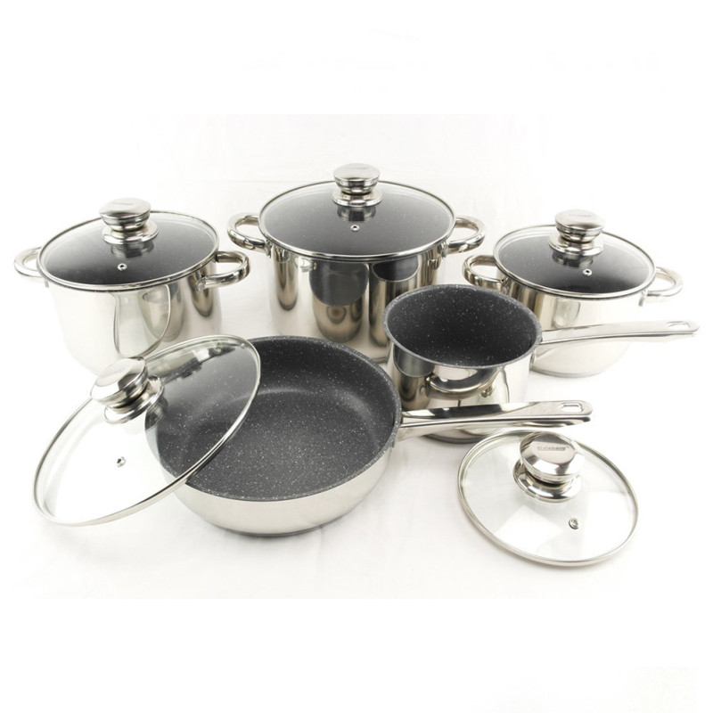 Стальной набор посуды 10 предметов Styleberg 2184 с антипригарным покрытием