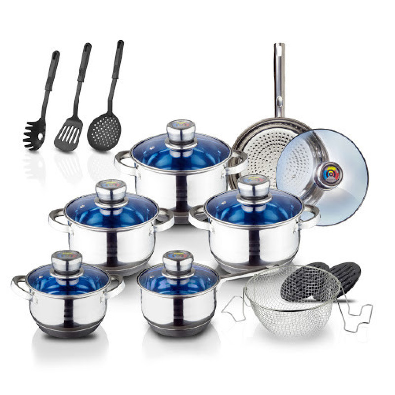 Уникальный набор посуды 18 предметов Royalty Line RL-1801B многослойное капсульное дно