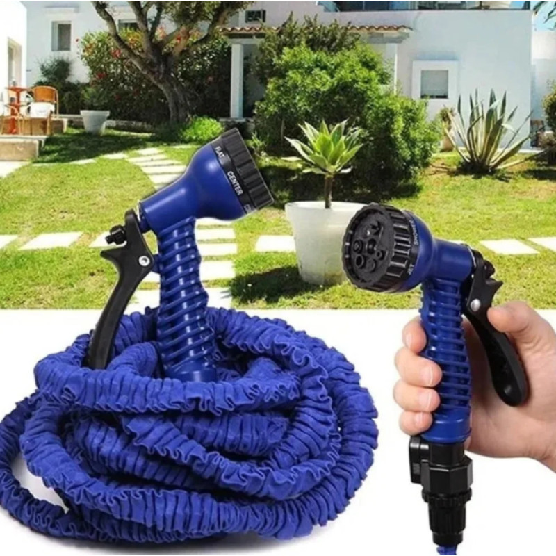 Шланг для поливу X-HOSE, що розтягується 30 м синій садовий шланг з розпилювачем