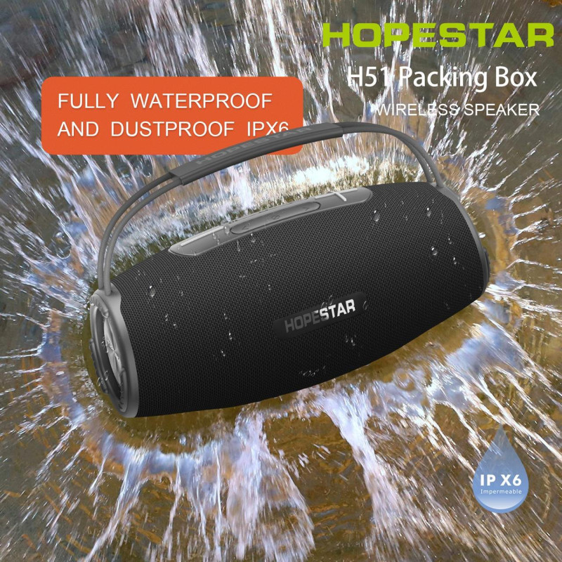 Велика портативна блютуз колонка HOPESTAR H51 бездротова акустична bluetooth система (Чорна)