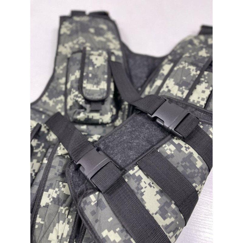 Розвантажувальний жилет тактичний на 6 кишень One Size розвантаження ремінно-плечова система (Піксель)