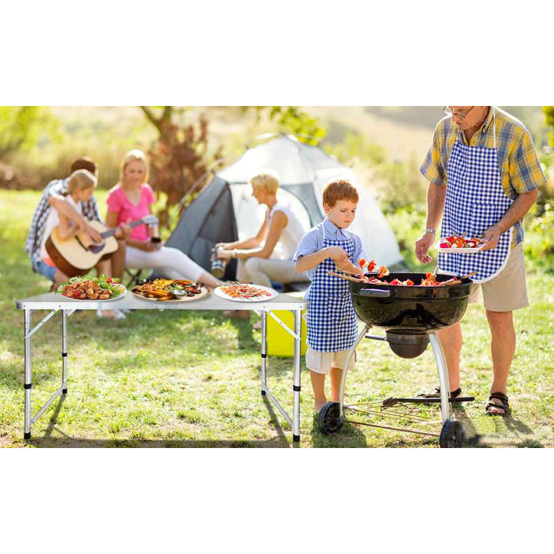 Розкладний стіл для пікніка з 4 стільцями + Мангал Easy Camping набір для кемпінгу (Білий)