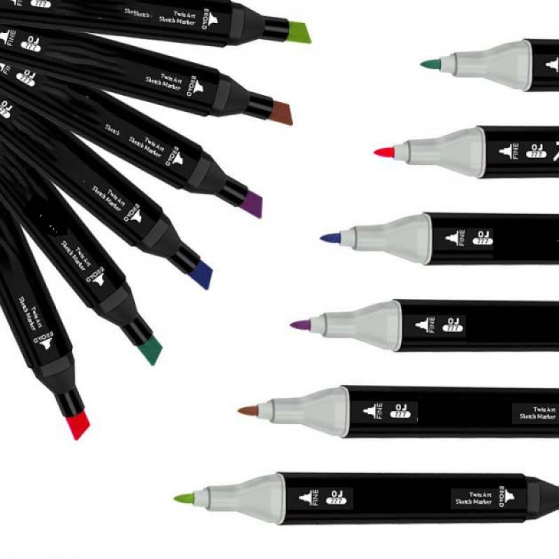 Набор скетч маркеров для рисования 120 шт. двухсторонние фломастеры для скетчинга Pangxiang  (PX12709)