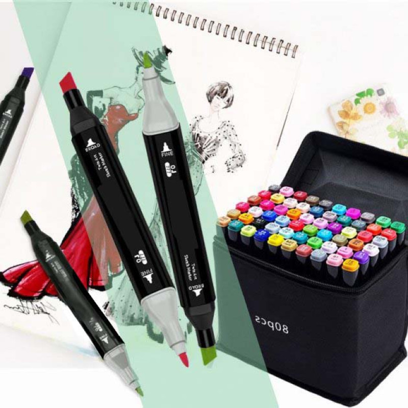 Набір маркерів скетч для малювання 80 шт. двосторонні фломастери для скетчингу Pangxiang