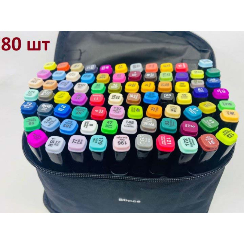 Набір маркерів скетч для малювання 80 шт. двосторонні фломастери для скетчингу Pangxiang