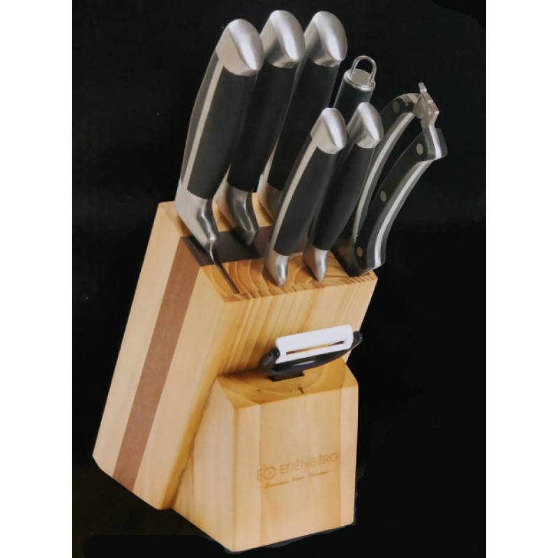 Набір ножів із лазерним заточуванням 9 предметів Edenberg 3612 на дерев'яній підставці