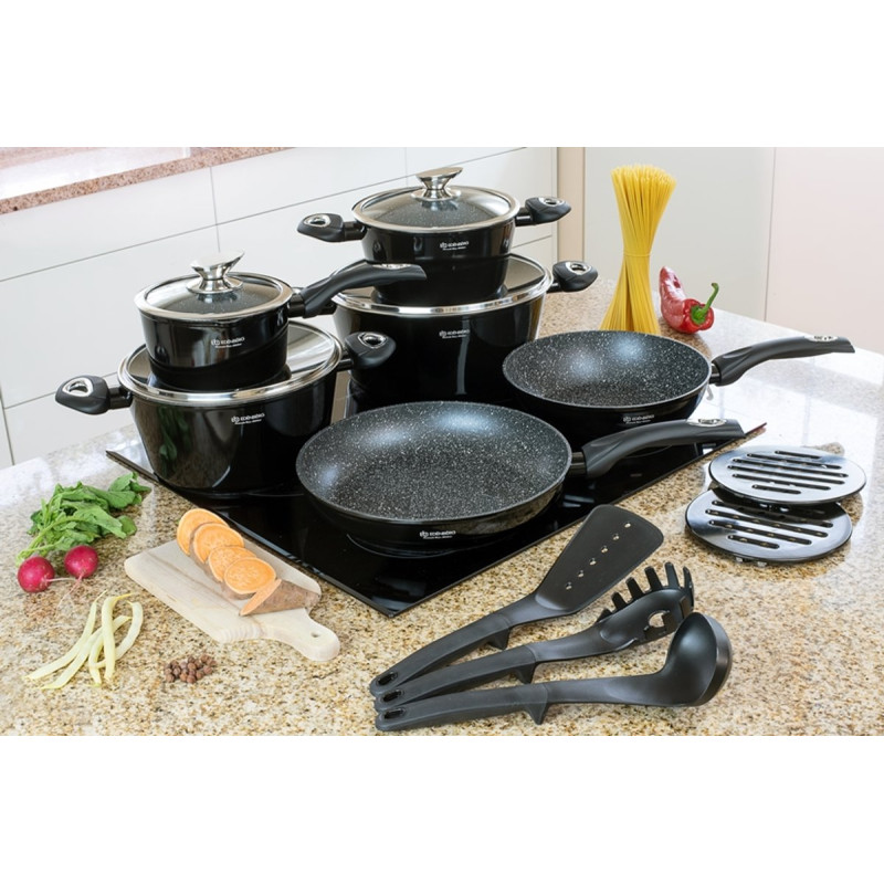 Унікальний набір посуду з нержавіючої сталі з мармуровим покриттям Edenberg EB 5611 15 предметів