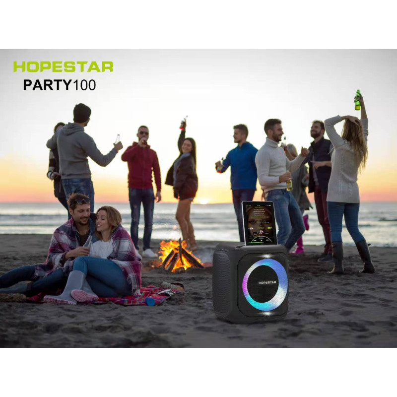 Велика блютуз колонка Hopestar party 100 із мікрофоном 50W bluetooth бездротова портативна акустика