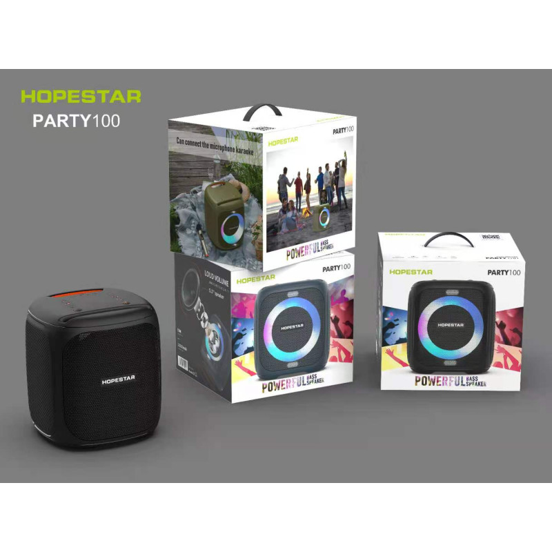 Велика блютуз колонка Hopestar party 100 із мікрофоном 50W bluetooth бездротова портативна акустика